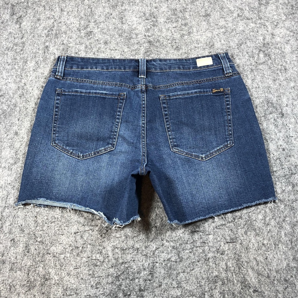 Seven7 Women's 12 Blue Denim Cutoff Shorts Raw Hem Distressed Weekend - Picture 16 of 16
